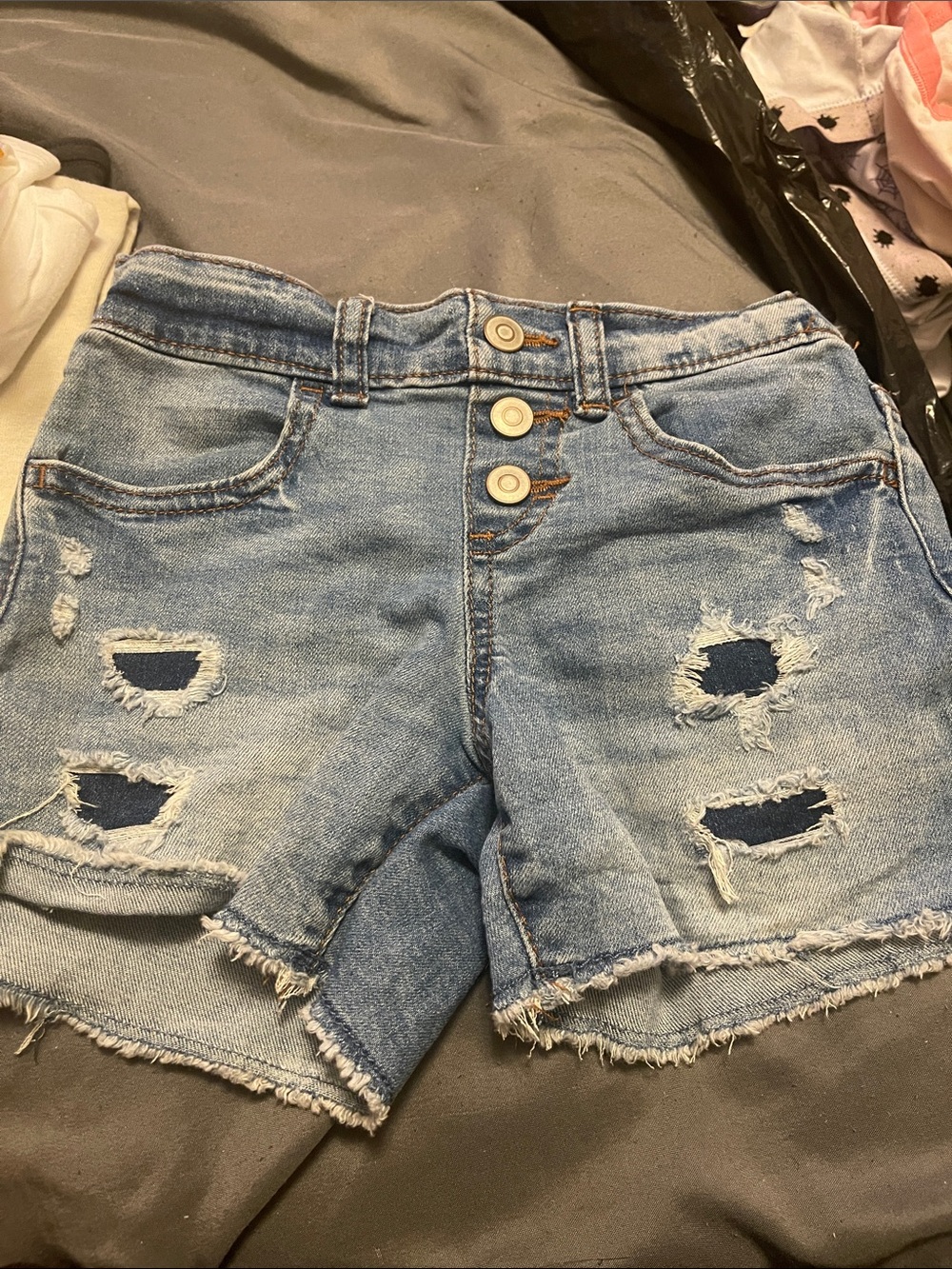 Classic Women's Distressed Denim Shorts - Light Blue